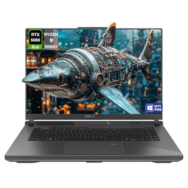 ASUS Laptop para jogos ROG Strix G16, AMD Ryzen 9-9955HX, RAM DDR5 de 32 GB, SSD PCIe de 2 TB, tela WUXGA de 16 polegadas (1920 x 1200) 165 Hz, Nvidia G-Force RTX 5060, teclado RGB de 4 zonas, W11 Pro