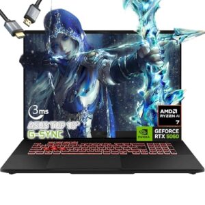 ASUS Laptop para jogos TUF A18 - AMD Ryzen 7 260 Beat i9-13905H - NVIDIA RTX 5060-32GB RAM -SSD de 2TB -Tela WUXGA de 18 polegadas - Teclado RGB retroiluminado - Câmera Windows 11 -FHD - Edição de