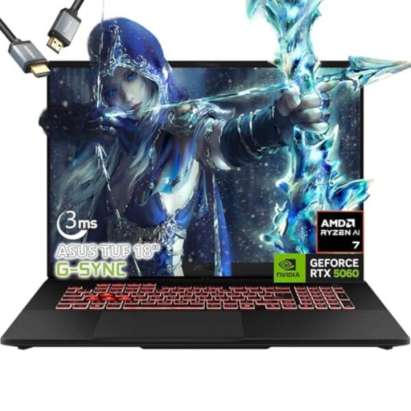 ASUS Laptop para jogos TUF A18 - AMD Ryzen 7 260 Beat i9-13905H - NVIDIA RTX 5060-32GB RAM -SSD de 2TB -Tela WUXGA de 18 polegadas - Teclado RGB retroiluminado - Câmera Windows 11 -FHD - Edição de