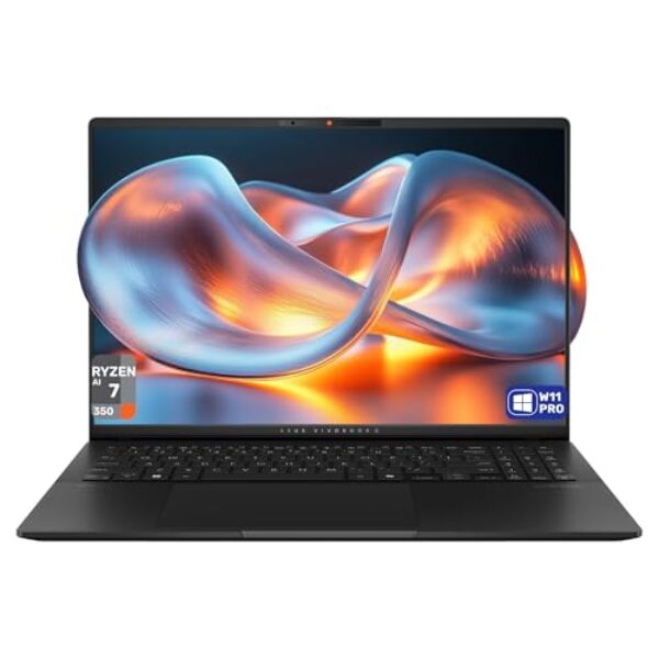 ASUS Laptop Vivobook S16 Copilot+, AMD Ryzen AI 7-350, 24 GB LPDDR5x RAM, SSD PCIe de 2 TB, tela sensível ao toque OLED 3K de 16 polegadas (2880 x 1800), placa de vídeo AMD Radeon 860M, teclado