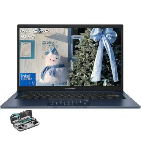 ASUS Notebook Vivobook 14, tela LED IPS 1920 x 1080 (Full HD), Intel i5-120U, Deca-Core, 8 GB de RAM, SSD de 256 GB, HDMI, azul silencioso, Windows 11 Home no modo S, TWE fones de ouvido sem fio