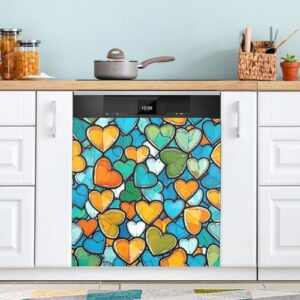 ATTX Capa magnética colorida com estampa de corações de amor, capa frontal para lava-louças, decoração do dia dos namorados, adesivos para eletrodomésticos - 58 cm C x 66 cm A #3