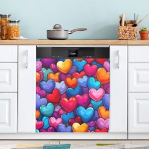 ATTX Capa magnética colorida com estampa de corações de amor, capa frontal para lava-louças, decoração do dia dos namorados, adesivos para eletrodomésticos - 58 cm C x 66 cm A #2