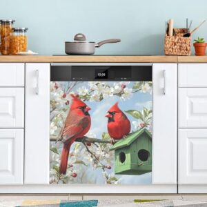 ATTX Capa magnética para lava-louças Two Red Cardinals, capa frontal para lava-louças decoração de Natal, adesivos de eletrodomésticos - 58,4 cm C x 66 cm A (149)