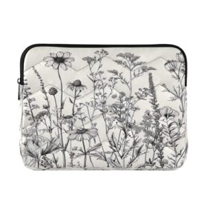 ATTX Capa para laptop com flores pretas e brancas para laptop de 15 a 16 polegadas, capa protetora e à prova de choque, bolsa portátil para computador #108