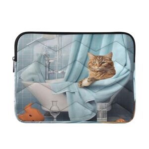 ATTX Capa para laptop de gato para banheira de 15 a 16 polegadas, à prova de choque e protetora, bolsa portátil para computador nº 12