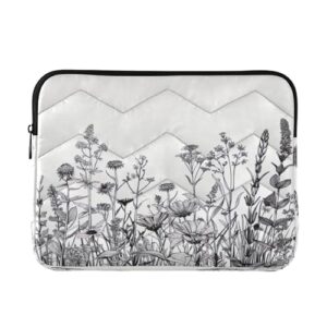 ATTX Capa protetora e à prova de choque com flores pretas e brancas para laptop de 13 a 14 polegadas, bolsa portátil para computador #98
