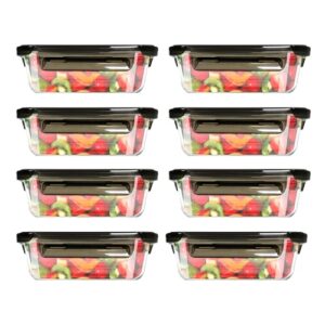 AUXOM Conjunto 8 Potes 680ML Vidro Hermético 4 Travas Pode Ser Usado No Microondas E No Forno