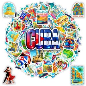 BETANAS Pacote com 100 adesivos Cuba, vinil de viagem caribenho, adesivos à prova d'água, decalques de cultura tropical de Havana para laptop, garrafa de água, capacete, scrapbook, geladeira, presente