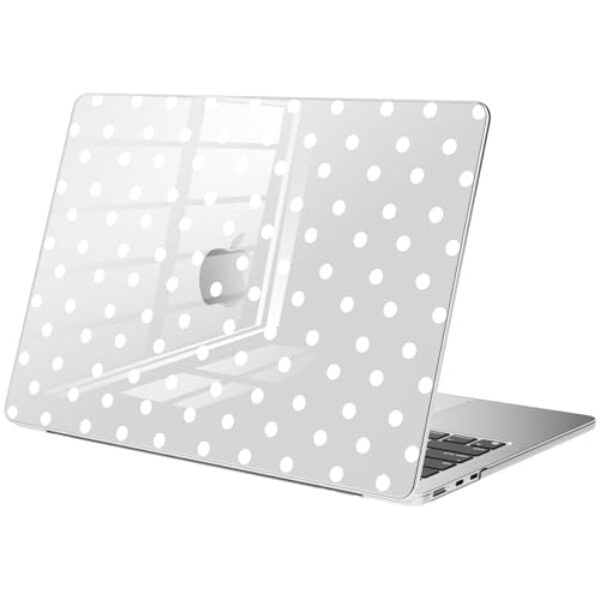 BlHMCASE Capa compatível com MacBook Air de 13 polegadas M1 A2337 A2179 A1932 2022 2021 2020 2019, linda capa rígida protetora de bolinhas brancas para MacBook Air de 13,3 polegadas