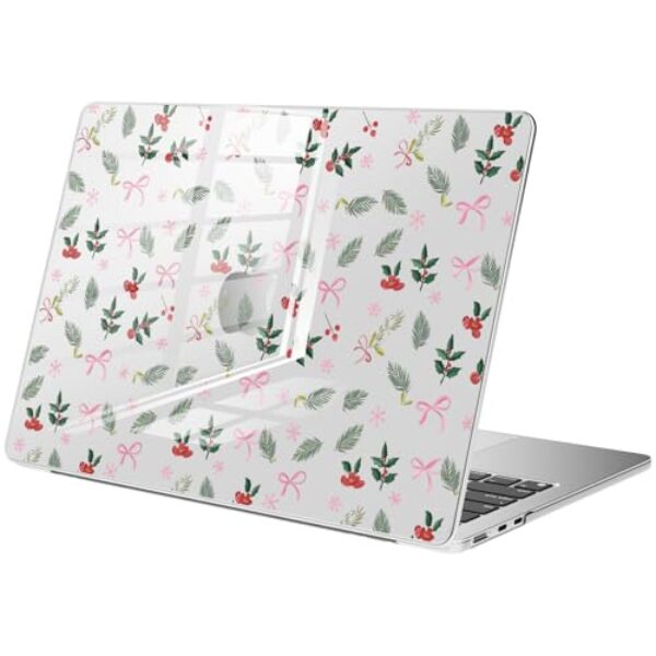 BlHMCASE Compatível com MacBook Air de 15 polegadas 2025 2024 2023 versão M3 A3114 M2 A2941, linda capa protetora de folhas de Natal para Mac Air 15