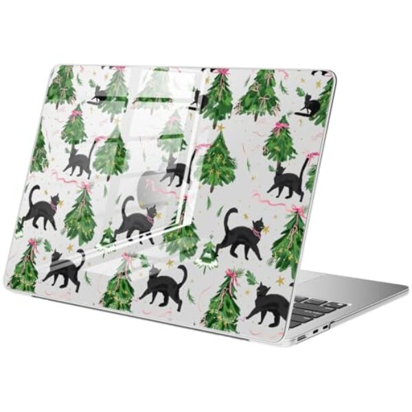 BlHMCASE Compatível com MacBook Pro 16 polegadas 2025-2021 M4 M3 M2 M1 A3403 A3186 A2991 A2780 A2485 Pro Max, linda árvore de Natal gato arco capa protetora rígida transparente para MacBook Pro 16