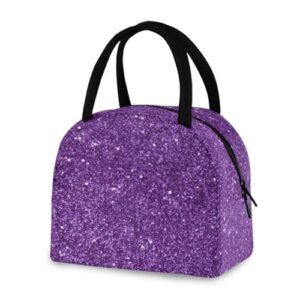 Blueangle Lancheira isolada à prova de vazamento - Bolsa de almoço reutilizável com design de glitter roxo, recipiente de alimentos compacto para escritório, viagens e atividades ao ar livre (309)