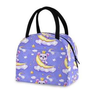Blueangle Lancheira isolada à prova de vazamento - Bolsa de almoço reutilizável com desenho de ratos de desenho animado, recipiente de alimentos compacto para escritório, viagens e atividades ao ar