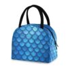 Blueangle Lancheira isolada à prova de vazamento – Bolsa de almoço reutilizável com design de escamas de sereia azul, recipiente de alimentos compacto para escritório, viagens e atividades ao ar livre