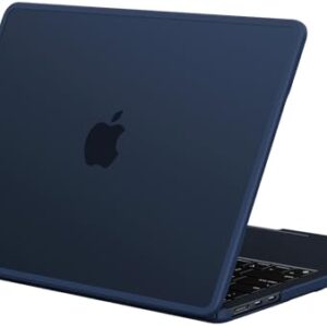 BlueSwan Capa rígida antirachaduras compatível com MacBook Air de 15 polegadas M4 M3 M2 2025 2024-2023 A3241 A3114 A2941, base de policarbonato de TPU macio para Air de 15 polegadas, fosco meia-noite