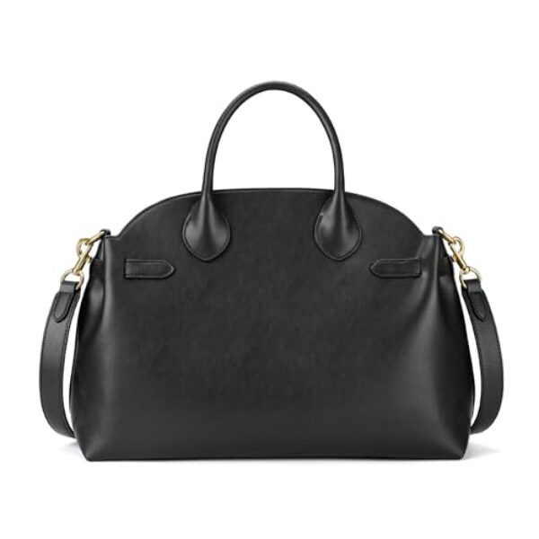 Bolsa de couro retrô para laptop de trabalho: bolsa preta de 35 a 40 cm para computador de grande capacidade - Mulheres profissionais - Viagem de negócios uso diário