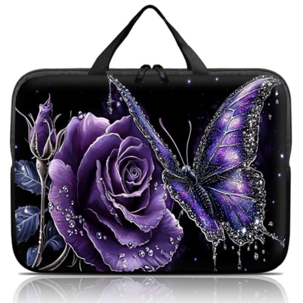 Bolsa para laptop 14 15 15,4 15,4 15,6 polegadas, bolsa para notebook, capa macia compatível com Dell, Lenovo, Toshiba HP, Asus Notebook-Purple Butterfly Rose