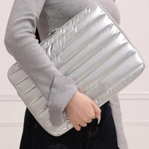 Bolsa Para Notebook Premium Metalizada Capa Protetora Acolchoada Macia À Prova De Choque Carteira Porta Documento(Notebook Cinza Alumínio)