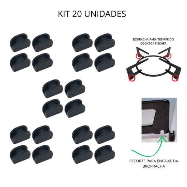 Borracha da Trempe Grade Cooktop Fogão Fischer - 20 Peças