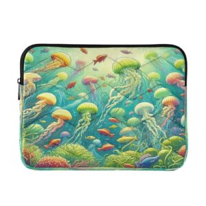 Burbuja Capa artística para laptop Jellyfish 13-14 polegadas à prova de choque à prova d'água para notebook, tablet, poliéster