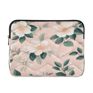 Burbuja Capa para laptop com flor branca rosa de 13 a 14 polegadas à prova de choque à prova d'água para notebook, tablet, poliéster