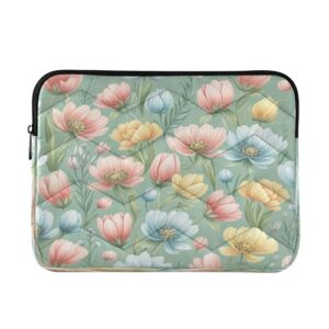 Burbuja Capa para laptop com flores azuis rosa de 13 a 14 polegadas à prova de choque à prova d'água para notebook, tablet, poliéster