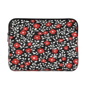 Burbuja Capa para laptop com flores vermelhas pequenas de 13 a 14 polegadas à prova de choque à prova d'água para notebook, tablet, poliéster