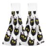 Burbuja Conjunto de 2 toalhas de cozinha com cara de gato preto grande, toalhas de mão absorventes macias com laço, toalha de gravata de microfibra para decoração de banheiro e cozinha