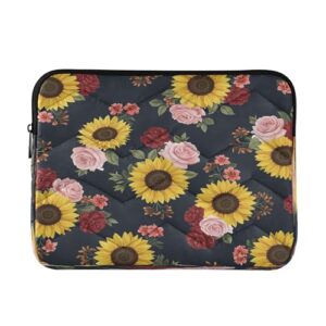 Burbuja Sunflowers Roses Capa para laptop de 13 a 14 polegadas à prova de choque à prova d'água para notebook, tablet, poliéster