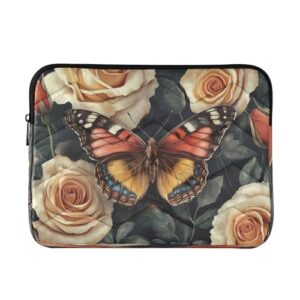 Burbuja Valentine Roses Butterfly Capa para laptop de 13 a 14 polegadas à prova de choque à prova d'água para notebook, tablet, poliéster
