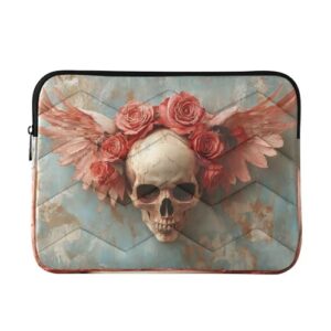 Burbuja Valentine Skull Rose Capa para laptop de 13 a 14 polegadas à prova de choque à prova d'água para notebook, tablet, poliéster