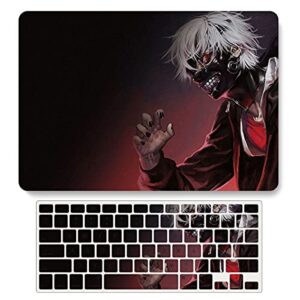Capa compatível com MacBook Pro 15 polegadas 2019 2018 2017 2016 versão A1990 A1707, capa rígida de plástico + protetor de teclado para MacBook Pro 15 com Touch Bar e Touch ID - Tokyo Ghoul