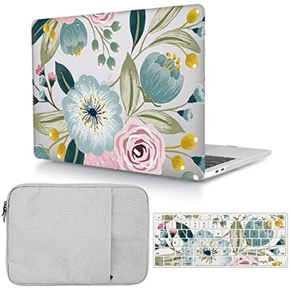 Capa compatível com MacBook Pro 38.1 cm 2019 2018 2017 2016 versão A1990 A1707, capa rígida protetora de plástico e capa para teclado e capa para MacBook Pro 15,4 com Touch Bar - Flor