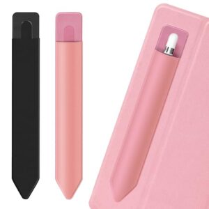 Capa de caneta para Apple Pencil Stick no iPad, YUOROS Pencil Holder para Apple iPad, Apple ipencil Gen 1 e Gen 2, Stylus e Surface Pen, pacote com 2 (rosa, preto)