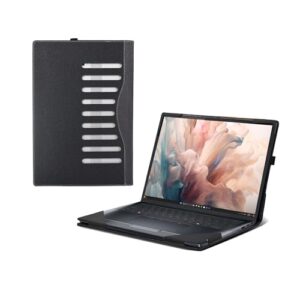 Capa de laptop para Dell Pro 14 Premium PA14250 capa à prova de quedas com tudo incluído, capa de bolso interno de couro PU de 14 polegadas (cinza)