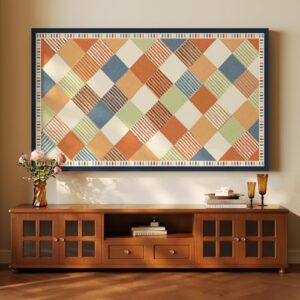 Capa de TV 32-80 polegadas Indoor TV Capa à prova de poeira Qualidade LCD/LED Capa de tela pendurada/curvo protetor de tela multifuncional sala de estar Tecido decorativo-Xadrez-3||37/96.5 cm (93 x 60