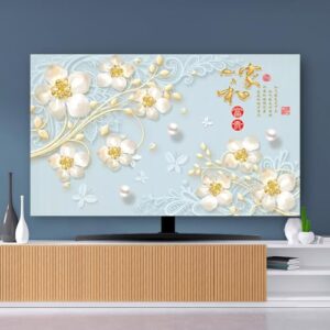 Capa de TV 32-80 polegadas protetor de tela para TV LCD LED capas de poeira arte europeia decoração de sala de estar para pendurar em casa desktop monitor universal curvo - padrão 7||80 polegadas (188