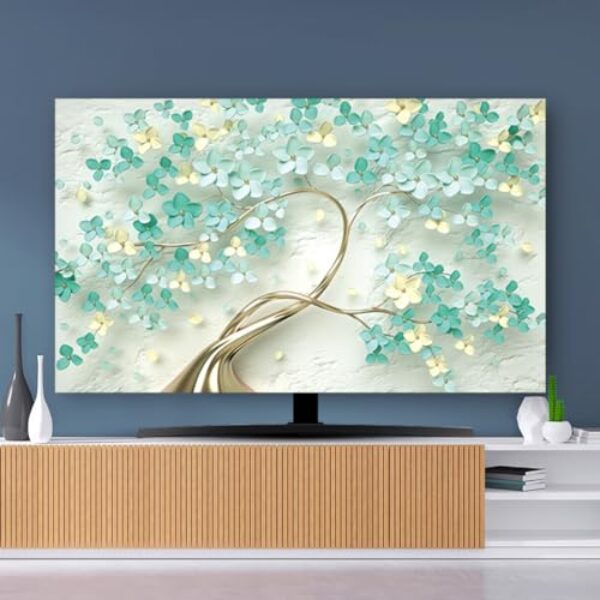 Capa de TV 32-80 polegadas protetor de tela para TV LCD LED capas de poeira arte europeia decoração de sala de estar para pendurar em casa desktop monitor universal curvo - padrão 3||65 polegadas (152