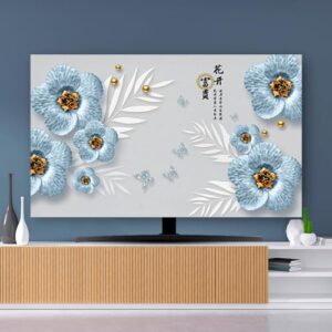 Capa de TV 32-80 polegadas protetor de tela para TV LCD LED capas de poeira arte europeia decoração de sala de estar para pendurar em casa desktop monitor universal curvo - 6||70 polegadas (161 x 96