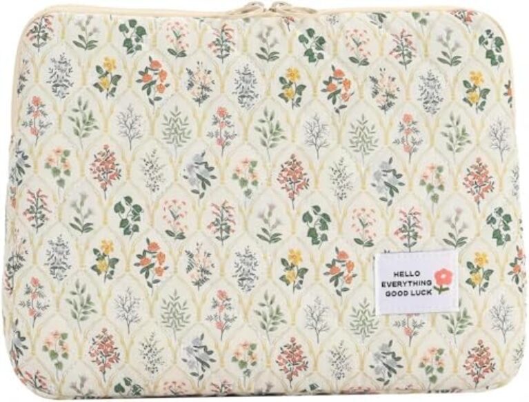 Capa grande para laptop com flor, bolsa para computador floral, protetora, macia, acolchoada, capa de transporte, com zíper, bolsa para notebook (#1)