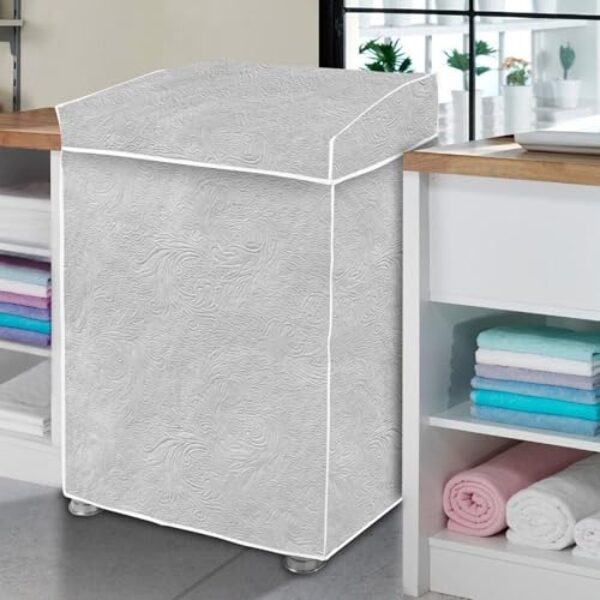 Capa Máquina Lavar Roupas Protetora Flanelada P Cinza Perolizada PVC Poliéster Brastemp Consul Electrolux 5kg 12kg