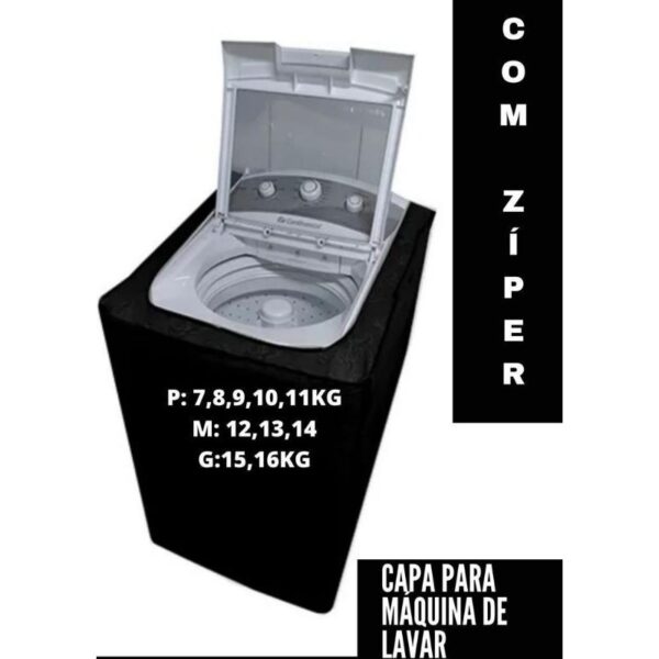 Capa para Máquina de Lavar Roupas Brastemp 7,8Kg 9,10,11,12,15,16Kg Flanelada Corino COM ZÍPER