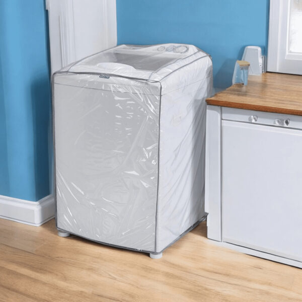 Capa para Máquina de Lavar Transparente c/ e Sem Zíper 5Kg 16kg Pvc Protetor para Lavadora de Roupa