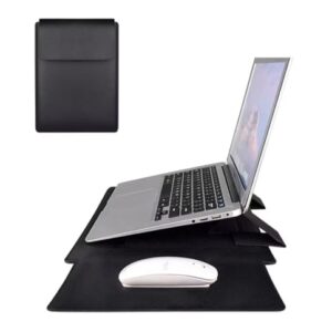 Capa Para Notebook Stand Macia De Couro PU Macbook Air Pro 13,3 e 15-16,2 Polegadas Bolsa (PRETA)
