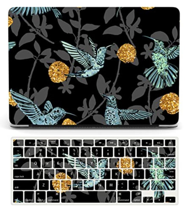 Capa rígida para laptop compatível com MacBook Air de 13 polegadas 2020 2019 2018 modelo M1 A2337 A2179 A1932, capa rígida de plástico fino e capa de teclado para Mac Air 13,3 polegadas, beija-flores