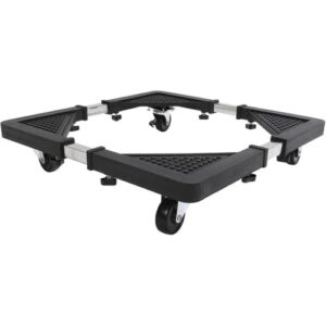 Carrinho Multiuso com Rodinhas para Eletrodomésticos e Móveis, Suporte Universal Ajustável, Estrutura em Aço Inox, Capacidade 138kg, 56x56x10cm, Preto