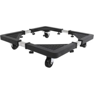Carrinho Multiuso com Rodinhas para Eletrodomésticos e Móveis, Suporte Universal Ajustável, Aço Inox e Plástico ABS, Preto, 56x56x10cm, Suporta até 138kg
