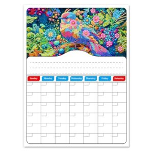 Ceitura Ímãs de pintura artística de diamante de pássaro no ramo, decalques, calendário, pintura artística de diamante, ímã de geladeira para artesanato faça você mesmo, presente de festa