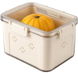 Cesto Organizador com Tampa para Geladeira, Plástico Transparente/Branco, 23,5x16,5x14cm, com Divisória, 570g